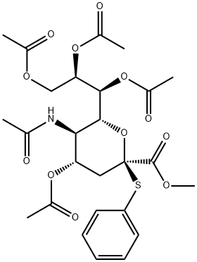 METHYL (PHENYL 5-ACETAMIDO-4,7,8,9-TETRA-O-ACETYL-3,5-DIDEOXY-2-THIO-D-GLYCERO-D-GALACTO-2-NONULOPYRANOSID)ONATE Struktur