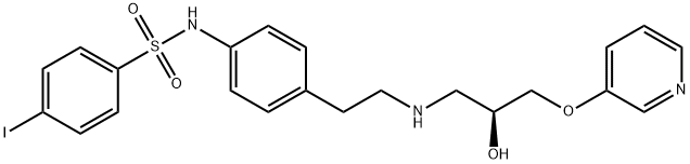 Benzenesulfonamide, N-[4-[2-[[(2S)-2-hydroxy-3-(3-pyridinyloxy)propyl]amino]ethyl]phenyl]-4-iodo- Struktur