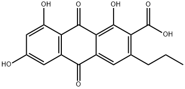 9,10-Dihydro-1,6,8-trihydroxy-9,10-dioxo-3-propyl-2-anthracenecarboxylic acid Struktur