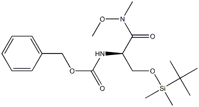 (R)-2-(CBZ-AMINO)-3-(TERT-BUTYL-DIMETHYLSILYLOXY)-N-METHOXY-N-METHYLPROPANAMIDE Struktur