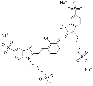 TRISODIUM 2-(2-(2-CHLORO-3-(2-(3,3-DIMETHYL-5-SULFONATO-1-(4-SULFONATOBUTYL)INDOLIN-2-YLIDENE)ETHYLIDENE)CYCLOHEX-1-ENYL)VINYL)-3,3-DIMETHYL-1-(4-SULFONATOBUTYL)-3H-INDOLIUM-5-SULFONATE Struktur