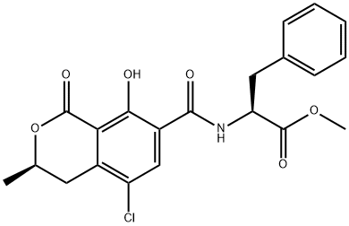 N-[(5-Chloro-3,4-dihydro-8-hydroxy-3-methyl-1-oxo-1H-2-benzopyran-7-yl)carbonyl]-L-phenylalanine methyl ester Struktur