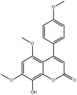 4-(4-Methoxyphenyl)-5,7-dimethoxy-8-hydroxy-2H-1-benzopyran-2-one Struktur