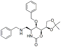 2H-1,3-Oxazin-2-one, 6-(2,2-dimethyl-1,3-dioxolan-4-yl)tetrahydro-5-(phenylmethoxy)-4-(phenylmethyl)aminomethyl-, 4S-4.alpha.,5.alpha.,6.alpha.(S*)- Struktur