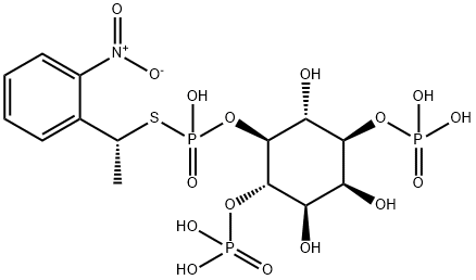 D-myo-Inositol, 1,4-bis(dihydrogen phosphate) 5-(S-(1-(2-nitrophenyl)e thyl) hydrogen phosphorothioate), (R)- Struktur