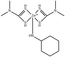 (cyclohexylamine)bis(dimethyldithiocarbamato-S,S')zinc Struktur