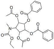 Carbamic acid, 2-(acetyloxy)-5-(acetyloxy)methyl-3,4-bis(benzoyloxy)cyclopentyl-, ethyl ester, 1S-(1.alpha.,2.alpha.,3.beta.,4.alpha.,5.beta.)- Struktur