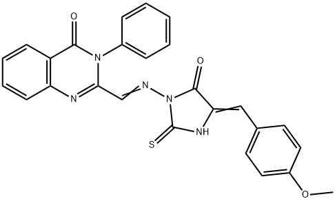 4(3H)-Quinazolinone, 2-(((4-((4-methoxyphenyl)methylene)-5-oxo-2-thiox o-1-imidazolidinyl)imino)methyl)-3-phenyl- Struktur