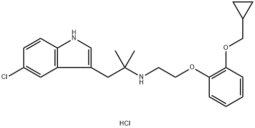 (N-[2-(2-CYCLOPROPYLMETHOXYPHENOXY)ETHYL]-5-CHLORO-ALPHA,ALPHA-DIMETHYL-1H-INDOLE-3-ETHANAMINE) HYDROCHLORIDE Struktur