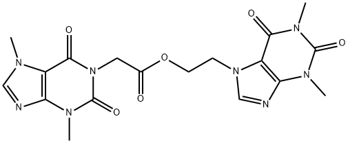 1H-Purine-1-acetic acid, 2,3,6,7-tetrahydro-3,7-dimethyl-2,6-dioxo-, 2 -(1,3-dimethyl-2,6-dioxo-1,2,3,6-tetrahydro-7H-purin-7-yl)ethyl ester Struktur