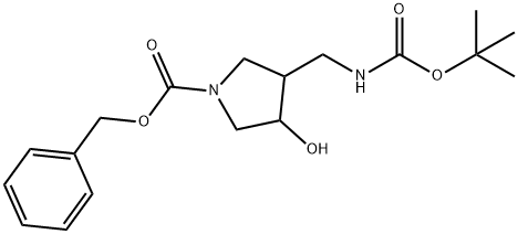 BENZYL 3-((TERT-BUTOXYCARBONYLAMINO)METHYL)-4-HYDROXYPYRROLIDINE-1-CARBOXYLATE Struktur