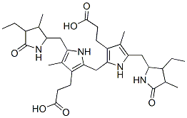 3-[2-[[3-(2-carboxyethyl)-5-[(3-ethyl-4-methyl-5-oxo-pyrrolidin-2-yl)methyl]-4-methyl-1H-pyrrol-2-yl]methyl]-5-[(4-ethyl-3-methyl-5-oxo-pyrrolidin-2-yl)methyl]-4-methyl-1H-pyrrol-3-yl]propanoic acid Struktur