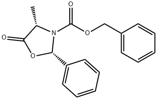 (2S,4S)-3-Benzyloxycarbonyl-4-methyl-2-phenyl-1,3-oxazolidin-5-one Struktur