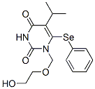 2,4(1H,3H)-Pyrimidinedione, 1-[(2-hydroxyethoxy)methyl]-5-(1-methyleth yl)-6-(phenylseleno)- Struktur