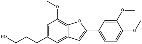 3-[2-(3,4-Dimethoxyphenyl)-7-methoxybenzofuran-5-yl]-1-propanol Struktur