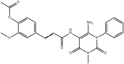 2-Propenamide,  3-[4-(acetyloxy)-3-methoxyphenyl]-N-(6-amino-1,2,3,4-tetrahydro-3-methyl-2,4-dioxo-1-phenyl-5-pyrimidinyl)- Struktur