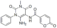 2H-Pyran-5-carboxamide,  N-(6-amino-1,2,3,4-tetrahydro-3-methyl-2,4-dioxo-1-phenyl-5-pyrimidinyl)-2-oxo- Struktur