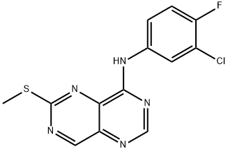 N-(3-chloro-4-fluorophenyl)-6-(methylthio)pyrimido[5,4-d]pyrimidin-4-amine Struktur