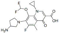 7-(3-aminopyrrolidin-1-yl)-1-cyclopropyl-8-(difluoromethoxy)-6-fluoro- 5-methyl-4-oxo-quinoline-3-carboxylic acid Struktur