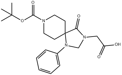 BOC-3-CARBOXYMETHYL-1-PHENYL-1,3,8-TRIAZASPIRO[4 5]DECAN-4-ONE Struktur