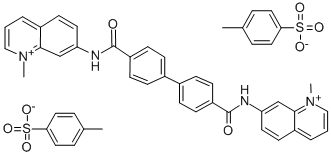 7,7'-(p,p'-Biphenylylenebis(carbonylimino))bis(1-methylquinolinium) ditosylate Struktur