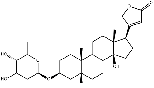 (5beta)-3beta-[(2,6-dideoxy-beta-D-ribo-hexopyranosyl)oxy]-14-hydroxycard-20(22)-enolide Struktur