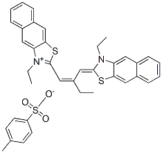 3-ethyl-2-[2-[(3-ethylnaphtho[2,3-d]thiazolin-2-ylidene)methyl]-1-butenyl]naphtho[2,3-d]thiazolium p-toluenesulphonate  Struktur