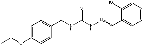 Hydrazinecarbothioamide, 2-((2-hydroxyphenyl)methylene)-N-((4-(1-methy lethoxy)phenyl)methyl)- Struktur