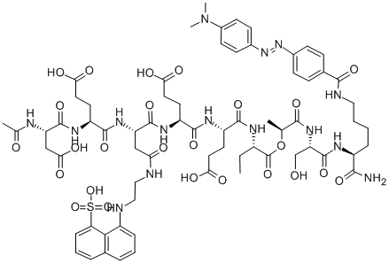 AC-ASP-GLU-ASP(EDANS)-GLU-GLU-ABU-L-LACTOYL-SER-LYS(DABCYL)-NH2 Struktur