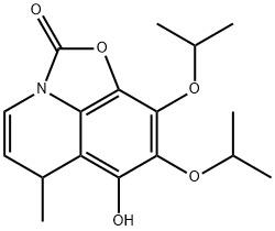 2H,6H-Oxazolo[5,4,3-ij]quinolin-2-one,  7-hydroxy-6-methyl-8,9-bis(1-methylethoxy)- Struktur