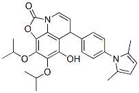 2H,6H-Oxazolo[5,4,3-ij]quinolin-2-one,  6-[4-(2,5-dimethyl-1H-pyrrol-1-yl)phenyl]-7-hydroxy-8,9-bis(1-methylethoxy)-  (9CI) Struktur