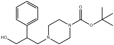 4-(3-Hydroxy-2-phenyl-propyl)-piperazine-1-carboxylic acid tert-butyl ester Struktur