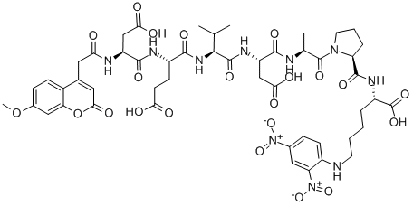 MCA-ASP-GLU-VAL-ASP-ALA-PRO-LYS(DNP)-OH Struktur