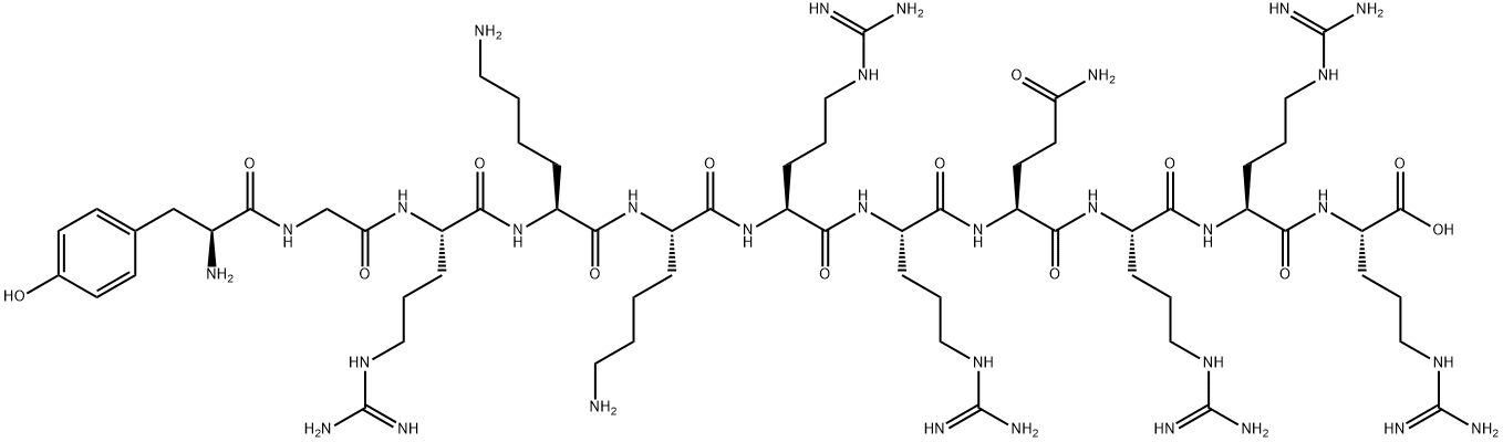 H-TYR-GLY-ARG-LYS-LYS-ARG-ARG-GLN-ARG-ARG-ARG-OH Struktur