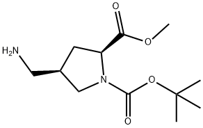 (2S,4R)-1-tert-butyl 2-Methyl 4-(aMinoMethyl)pyrrolidine-1,2-dicarboxylate Struktur