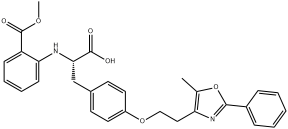 (S)-2-(1-CARBOXY-2-(4-[2-(5-METHYL-2-PHENYLOXAZOL-4-YL)ETHOXY]PHENYL)ETHYLAMINO)BENZOIC ACID METHYL ESTER Struktur