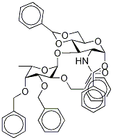 Benzyl 2-Acetamido-2-deoxy-3-O-(2,3,4-tri-O-benzyl-α-L-fucopyranosyl)-4,6-benzylidene-α-D-glucopyranoside Struktur