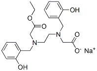 sodium 2-[2-[ethoxycarbonylmethyl-[(2-hydroxyphenyl)methyl]amino]ethyl -[(2-hydroxyphenyl)methyl]amino]acetate Struktur