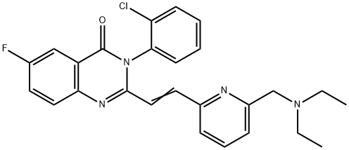 3-(2-Chlorophenyl)-2-[2-[6-[(diethylamino)methyl]-2-pyridinyl]ethenyl]-6-fluoro-4(3H)-quinazolinonehydrochloride Struktur