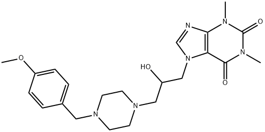 1-Piperazineethanol, alpha-(1,3-dimethyl-7-xanthinylmethyl)-4-(p-metho xybenzyl)- Struktur