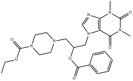 1-Piperazinecarboxylic acid, 4-(2-benzoyloxy-3-(1,3-dimethyl-7-xanthin yl)propyl)-, ethylester Struktur