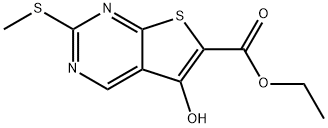 5-Hydroxy-2-methylsulfanyl-thieno[2,3-d]pyrimidine-6-carboxylic acid ethyl ester Struktur