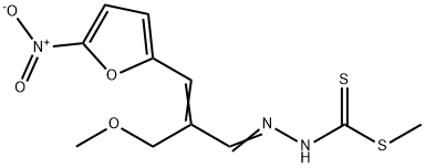 3-[2-(Methoxymethyl)-3-(5-nitro-2-furyl)allylidene]dithiocarbazic acid methyl ester Struktur