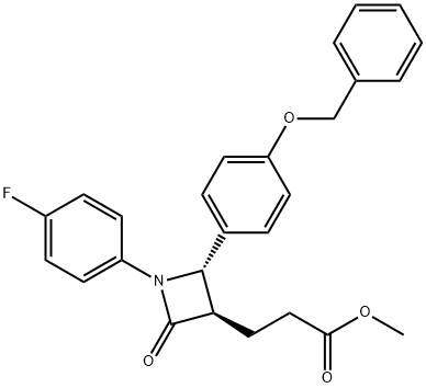 Methyl (3R,4S)-1-(4-fluorophenyl)-2-oxo-4-[4-(phenylmethoxy)phenyl]-3-azetidinepropanoate Struktur