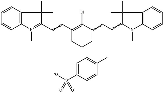 2-[2-[2-Chloro-3-[2-(1,3-dihydro-1,3,3-trimethyl-2H-indol-2-ylidene)ethylidene]-1-cyclohexen-1-yl]ethnyl]-1,3,3-trimethyl-3H-indolium 4-methylbenzenesulfonate Struktur