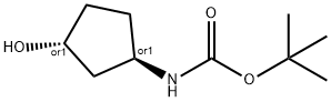 Carbamic acid, [(1R,3R)-3-hydroxycyclopentyl]-, 1,1-dimethylethyl ester, rel- Struktur