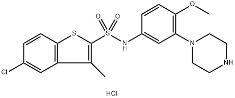 5-Chloro-N-[4-methoxy-3-(1-piperazinyl)phenyl]-3-methylbenzo[b]thiophene-2-sulfonamide hydrochloride Struktur