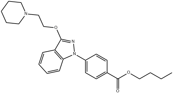 p-[3-(2-Piperidinoethoxy)-1H-indazol-1-yl]benzoic acid butyl ester Struktur