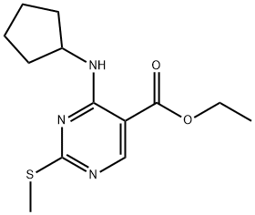 4-CYCLOPENTYLAMINO-2-METHYLSULFANYL-PYRIMIDINE-5-CARBOXYLIC ACID ETHYL ESTER Struktur