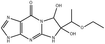 9H-Imidazo[1,2-a]purin-9-one,  6-(1-ethoxyethyl)-1,4,6,7-tetrahydro-6,7-dihydroxy-  (8CI) Struktur